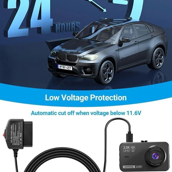 Power Cable For Dash Camera OBD To Type-C USB OBD2 Charger Cable Two Modes NIB - Picture 3 of 7